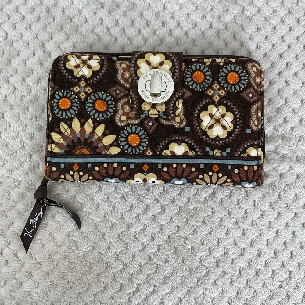 Vera Bradley Brown Floral Wallet - Picture 1 of 7